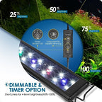 Gamalta Aquarium Light,Full Spectrum Aquarium Light with Expandable Bracket,White Blue Red Green LEDs, Adjustable Timer and Brightness for 18~24IN Fish Tank