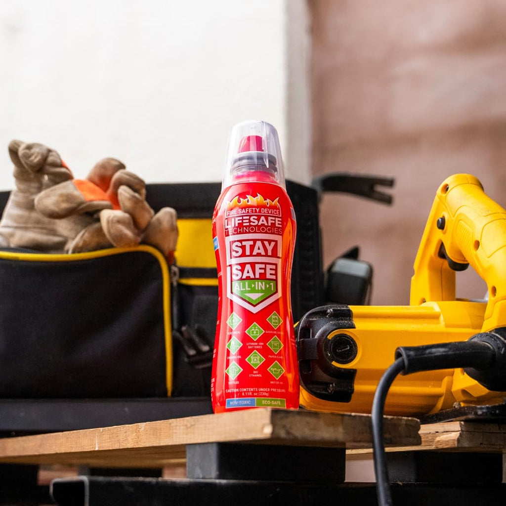 StaySafe All-in-1 Portable Fire Extinguisher by LifeSafe Technologies | Compact Fire Spray easy to use on 10 types of fires | Non-Toxic & Eco-Friendly