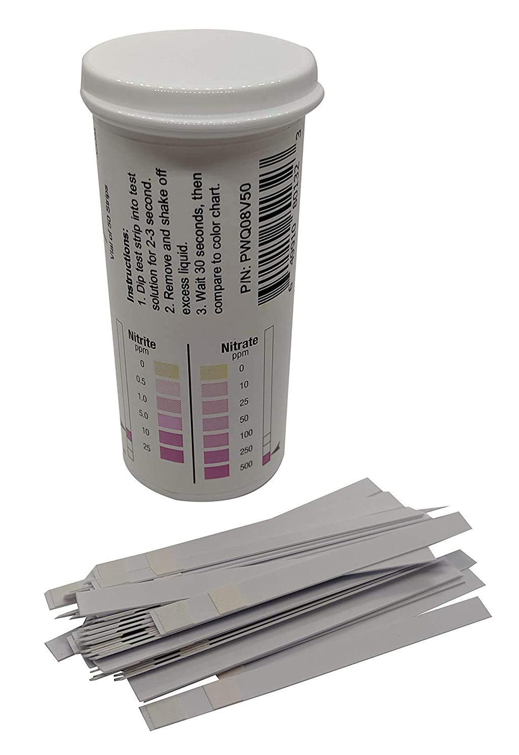 Nitrite 0-25 ppm, Nitrate 0-500 ppm Two Pad Test Strip [Vial of 50 Strips]