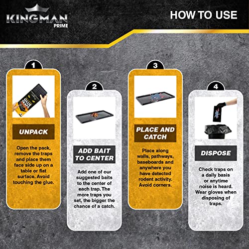 Kingman Prime Rat Mouse Rodent Pest Glue Trap (Large Size) Tray Heavy Duty (24 Traps) with Connectors