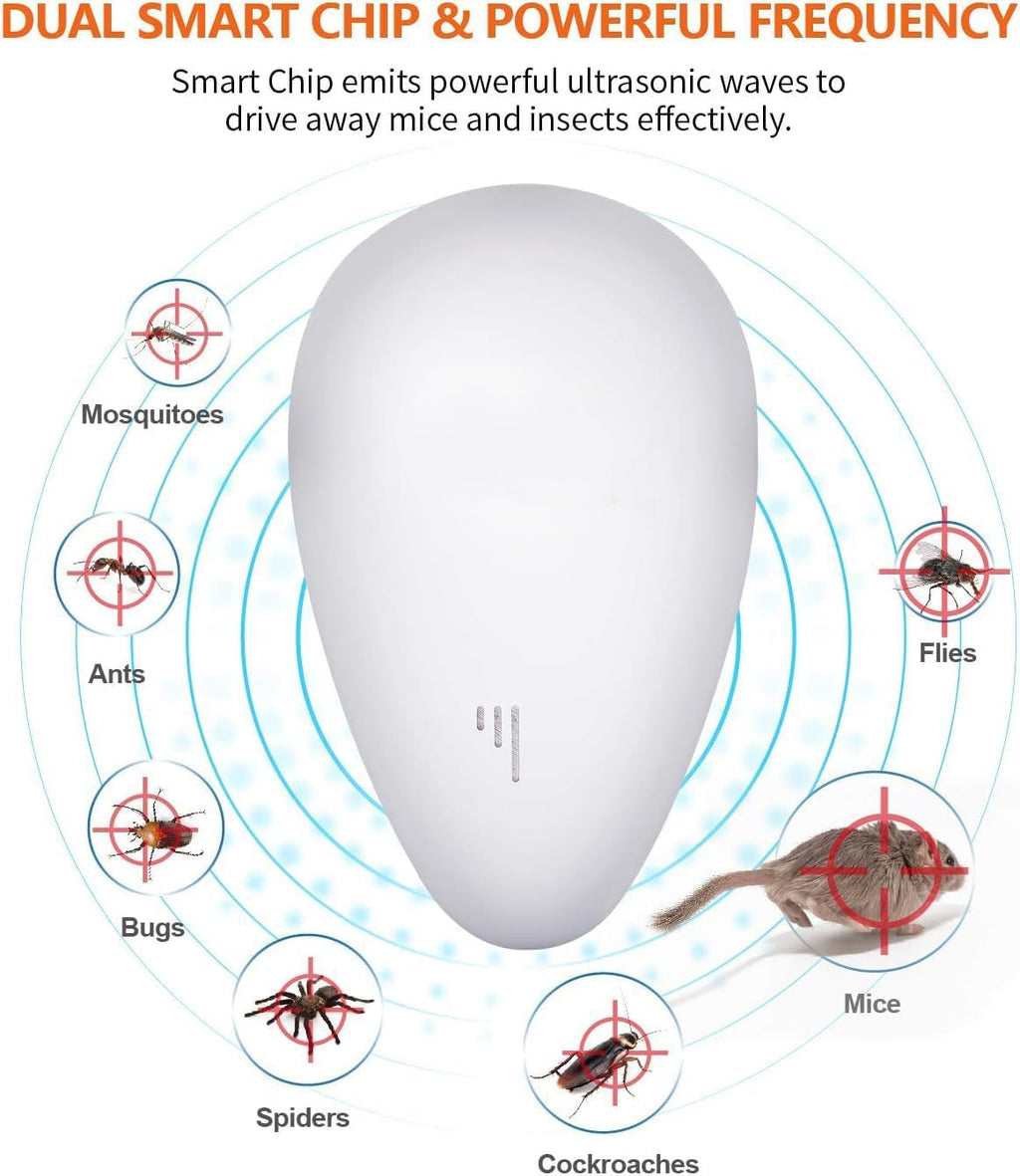 Ten KiKi Ultrasonic Pest Control Repeller, Plug-in Ultrasonic Pest Control Repellent for Mouse, Bug, Rodent, Insects, Cockroach, Mice, Spider, Ant, Mosquito& Rats Indoor Use Repeller 6 Packs