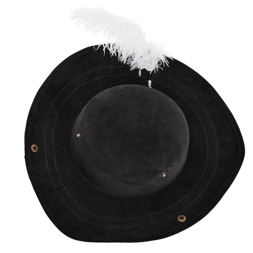 Juvale Tricorn Pirate Hat with Feather for Halloween Outfit - Black Renaissance Hat for Colonial Revolutionary War Theme Birthday Party Costume, Dress Up, Adult Size