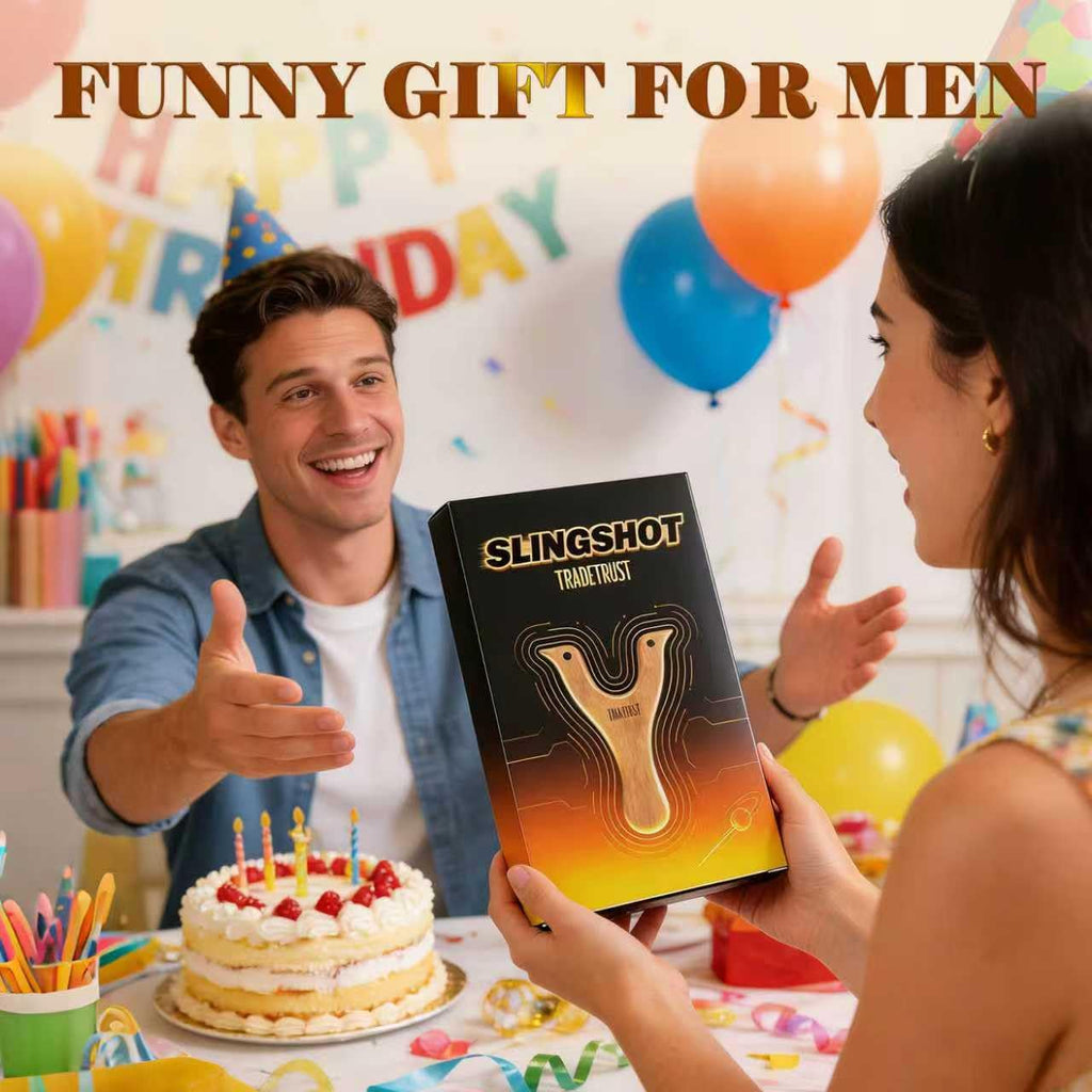 Slingshots for Adults, Durable Wooden Slingshot with 100 Dissolvable Clay Balls for Outdoor, Funny Christmas Birthday Gift for Men and Women