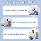 SlumbayTale Bed Wedge Pillow for Sleeping, 12&18&25 Inch Adjustable Height Memory Foam Wedge Pillow for After Surgery, 12-in-1 Wedge Pillow for Acid Reflux, Snoring, Gerd, Back Pain