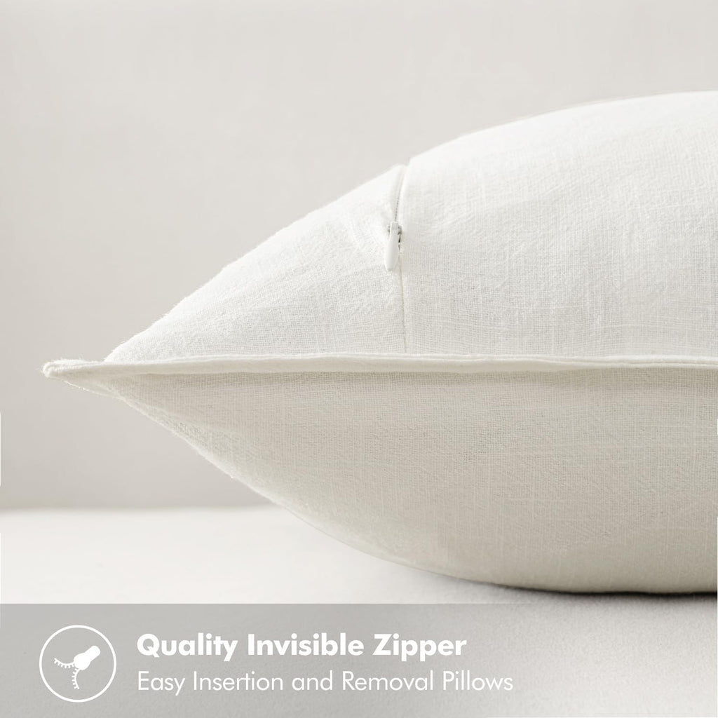 MIULEE Linen Pillow Covers 26x26 Inch Cream White Decorative Throw Pillow Covers Pack of 2 Soft Accent Farmhouse Couch Christmas Pillowcases Modern Home Decors for Sofa Cushion Living Room Bed