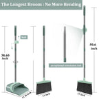 Broom and Dustpan Set, Broom Dust pan, Dustpan with Long Handle, Broom with Dustpan, Broom and Dustpan Set for Home, Dustpan Comb, Broom with Dustpan Combo Set(Jade Green)