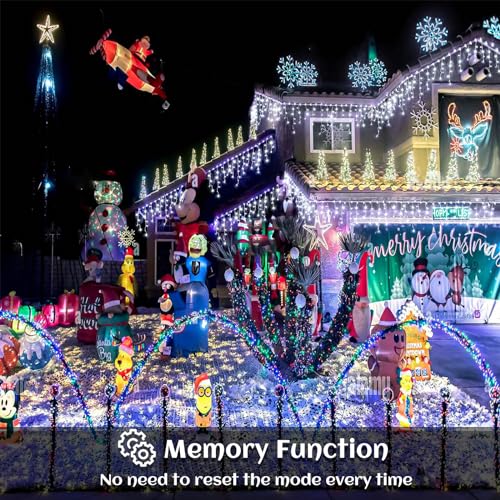 132ft Icicle Lights for Outside, 1280 LED White Christmas Lights Outdoor with 240 Twinkle Drops, 8 Modes Plug in Waterproof Timer Memory for Tree Wedding Party House Patio Eave Yard Holiday Decoration
