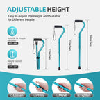 BeneCane Walking Cane for Men & Women Adjustable Cane with Offset Soft Cushioned Handle -Portable Lightweight Sturdy Mobility Walker Aid for Elderly, Seniors Collapsible Cane Blue