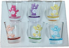 SIHPTO Swear Bears Shot Glasses 6-Pack Mini Glass Set，1.5 Ounces Swear Bears One Mouth Cup，Cocktail, Whiskey Six Colors Shot Glasses Set