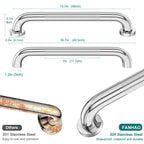 FANHAO 2 Pack Shower Grab Bar, 16 Inch Stainless Steel Bathroom Grab Bar with Anti-Slip Knurled Grip, Heavy Duty Shower Handle Bath Handle, Safety Bars for Elderly or Handicapped (Polished)
