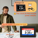 AINFTIME Digital Clock with Date and Day of Week for Elderly-12 Alarms Medication Reminder Dementia Alzheimers Clock Calendar with Extra Large Display (7 inch Black)
