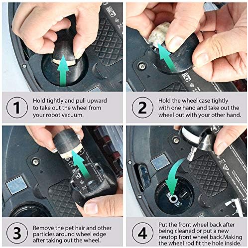 Neutop Replacement Front Wheel Caster Ball Assembly Compatible with All iRobot Roomba 500, 600, 700, 800, 900, e, i, & j Series Robot Vacuums, 2-Pack.