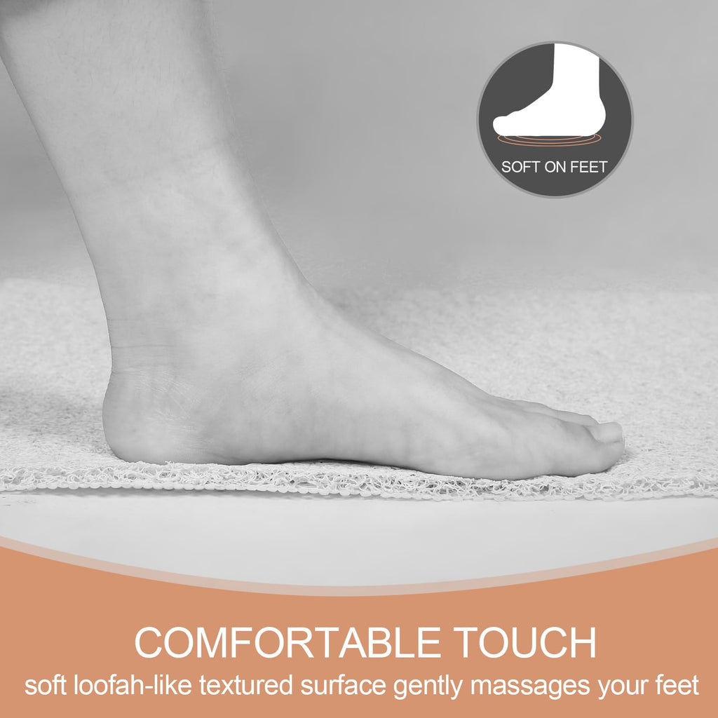 Joyhalo Shower Mats for Showers Anti Slip for Elderly, 24'' x 24'' Non Slip Bath Mat for Inside Shower, Bath Tub Mats for Bathroom Non Slip for Shower, PVC Loofah Bathroom Mats, White