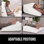 GORILLA GRIP Bed Wedge Ergonomic Sleeping Pillow, Soft Dual Layer Memory Foam, Stay in Place Dots, Breathable Cover, Headboard Triangle Sleep Support for Reading Acid Reflux Anti Snoring, 7.5in White