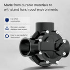 FibroPool Swimming Pool Diverter Valve - 1 1/2 Inch - 3 Way - Positive Seal & Non Lube Replacement Valve for Pools and Spas Black