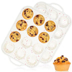 CAKETIME Regular Size Muffin Pan with Metal Reinforced Frame, Silicone Cupcake Pan Easy to Handle Nonstick 12 Cups Silicone Muffin Pans for Baking BPA Free 2 Pack