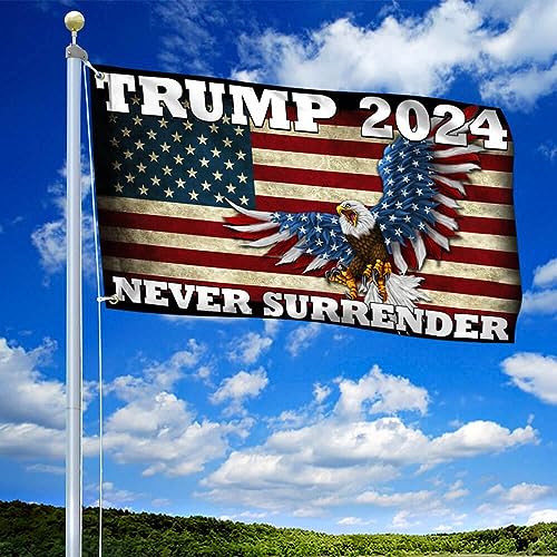 Patriogee Trump 2024 Never Surrender 3x5 Outdoor Double Sided for Flagpole, Trump US American Patriotic Flag, Trump 2024 Flag
