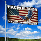 Patriogee Trump 2024 Never Surrender 3x5 Outdoor Double Sided for Flagpole, Trump US American Patriotic Flag, Trump 2024 Flag