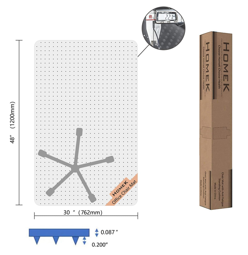 HOMEK Office Chair Mat for Low Pile Carpeted Floors - 30” x 48” Clear Carpet Chair Mats for Home & Office, Studded Floor Mat for Office Chair on Carpet