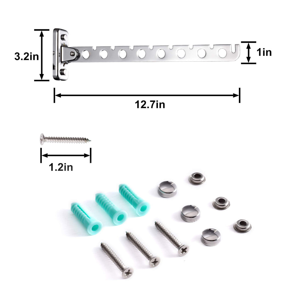 COTTAGE LIFE Laundry Hanger Dryer Rack Wall Mount Clothes Hanger Laundry Room Hooks Wall Mounted Clothes Rack Stainless Steel Collapsible Hangers for Clothes Laundry Folding Hanger Rack 2 Pack