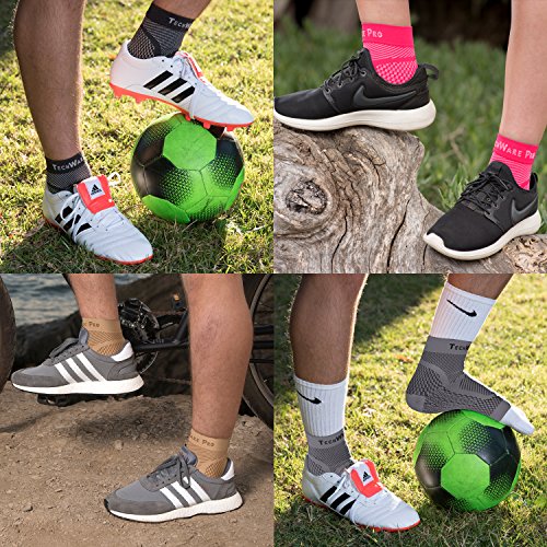 TechWare Pro Ankle Brace Compression Sleeve - Relieves Achilles Tendonitis, Joint Pain. Plantar Fasciitis Foot Sock with Arch Support Reduces Swelling & Heel Spur Pain. (Gray, XXL)