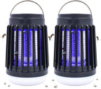 2pack Solar Bug Zapper Light Bulb,3 in 1 Mosquitoes Killer USB Rechargeable Camping Light Flashlight,IPX6 Waterproof Portable Light Bulb Zapper for Doorway,Corridor,Balcony,Patio (Black)