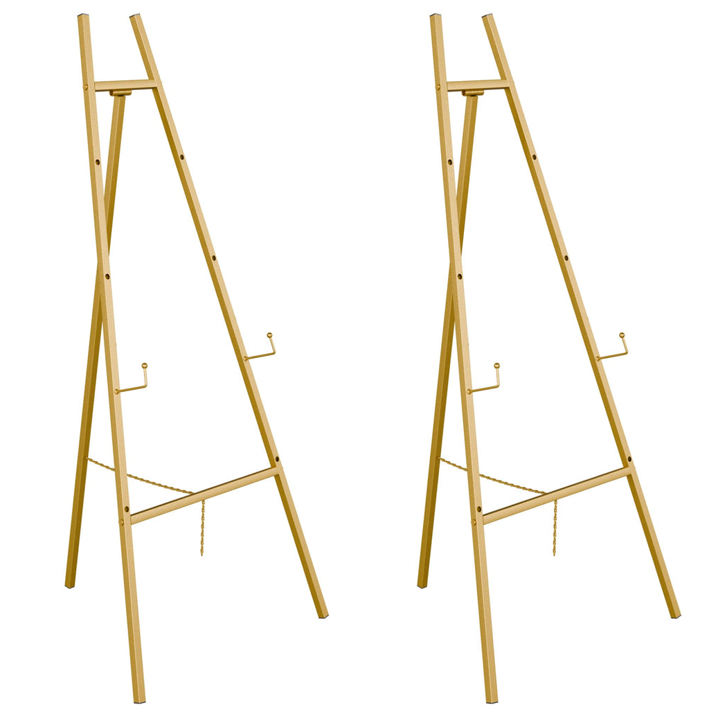 Gold Easel Stand for Sign, Heavy Duty Easel, 4-Tier AdjustableArt Easel for Painting, Wedding Sign 2pc