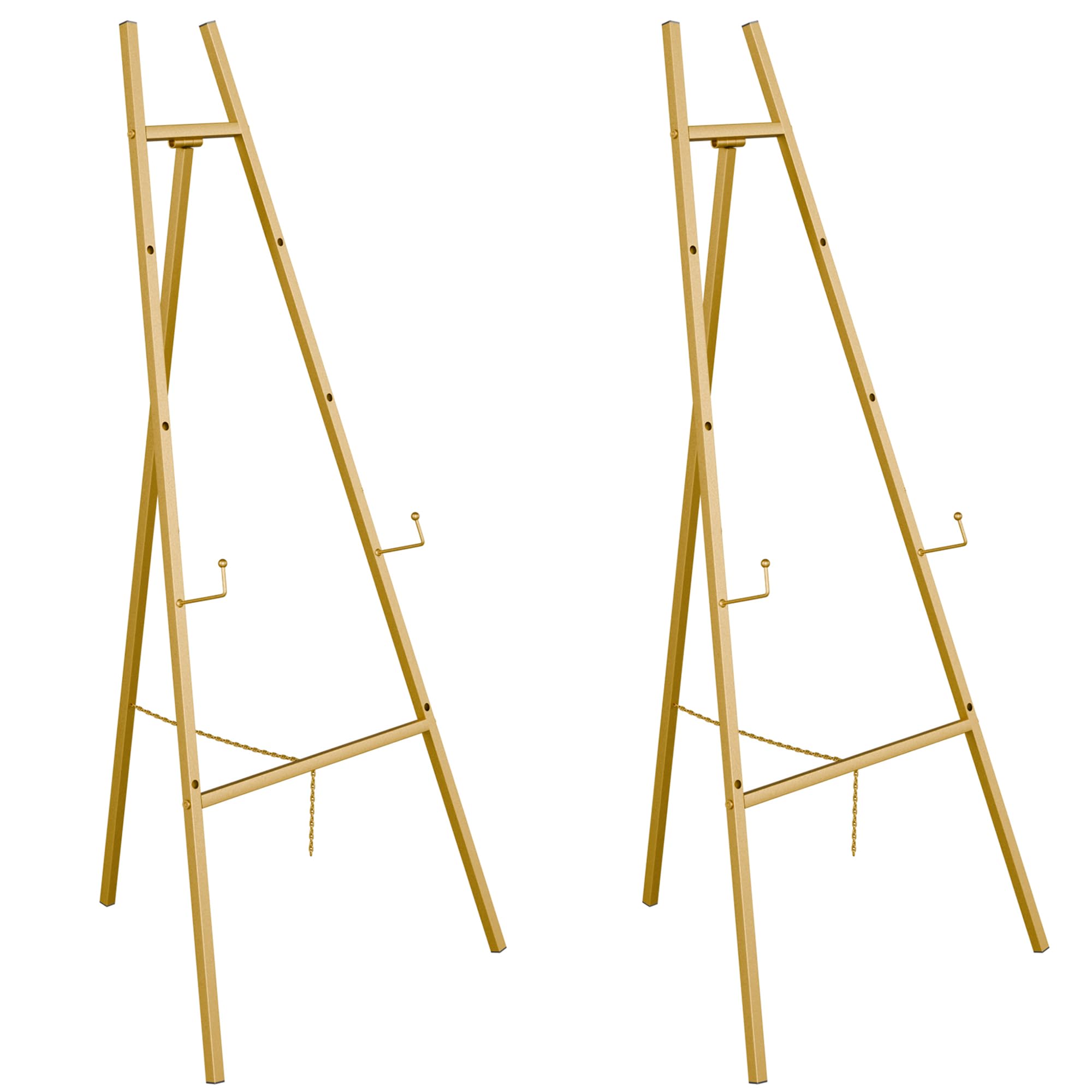 Gold Easel Stand for Sign, Heavy Duty Easel, 4-Tier AdjustableArt Easel for Painting, Wedding Sign 2pc