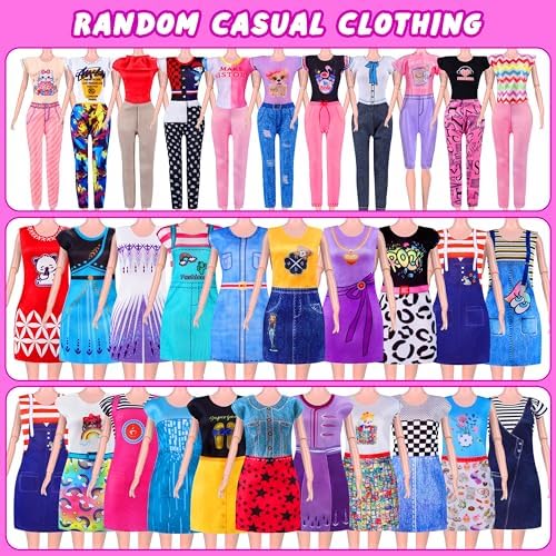 342 Pcs Doll Clothes and Accessories with Doll, Princess Gowns, Fashion Dresses, Top, Pants, Swimsuits, Shoes, Hangers and Other Accessories, Doll Playset Dress up Toy for Girls Toddlers Gift Toys