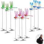 Siunoh Dragonfly Clip Bug Repe Llent - 3D Fake Dragon Fly Clips Garden Decor Stakes Hat Clips, Deer and Horse Humming Bird Fly Deterrent for Indoor/Outdoor Garden(10 Pack)