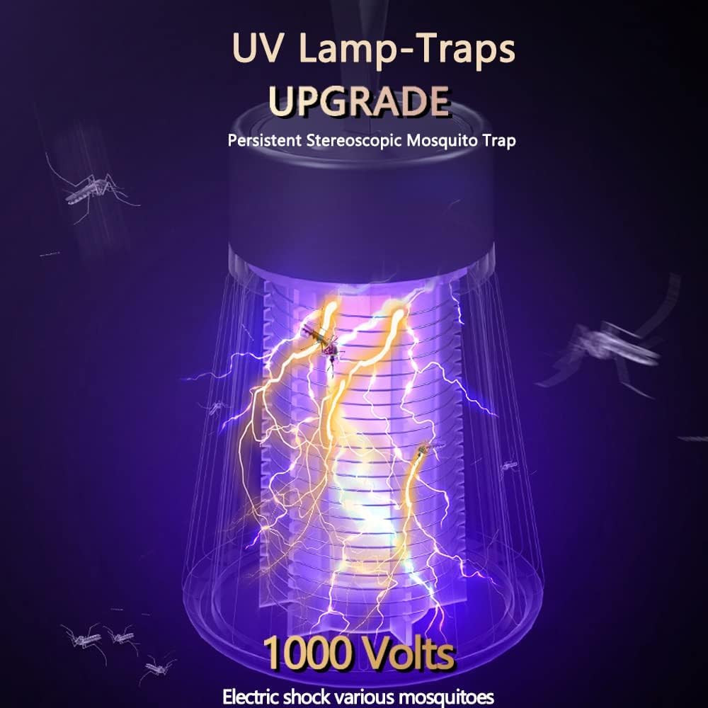 Bug Zapper Indoor Outdoor Portable Mosquito Zapper Electric Bug Killer with USB Rechargeable Bug Zapper with Security Grid and Brush Mosquito Trap Mosquito Killer for Home,Yard,Camping