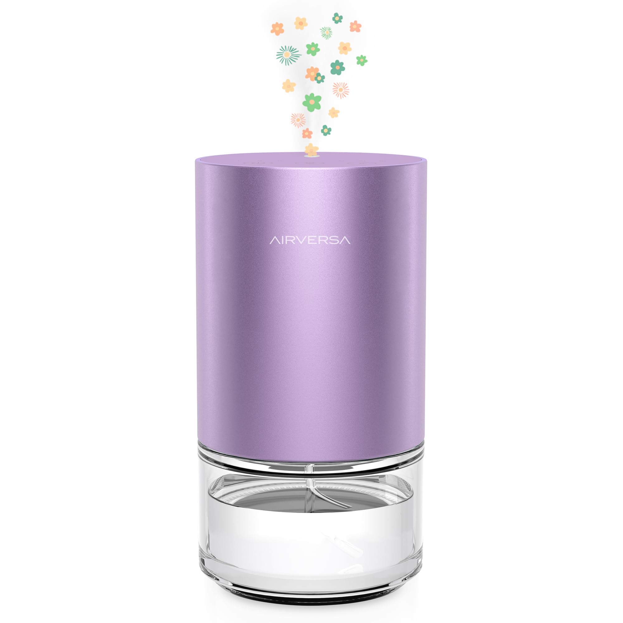 Airversa Waterless Diffuser for Essential Oil Nebulizer 𝟭𝟬𝟬𝗺𝗹 Capacity Battery Operated Aromatherapy Mini Scent Air Machine 1/2/3H/Continous 3 Mist Level 3 Lighting Effects(Scenta Lavender)