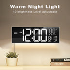 JALL 16" Large Digital Wall Clock with Remote Control, Timer, Alarm with Big LED Screen Dispaly, 8 RGB Colors, Auto DST, Temperature for Living Room, Bedroom, Mounted, Gift for Elderly, White