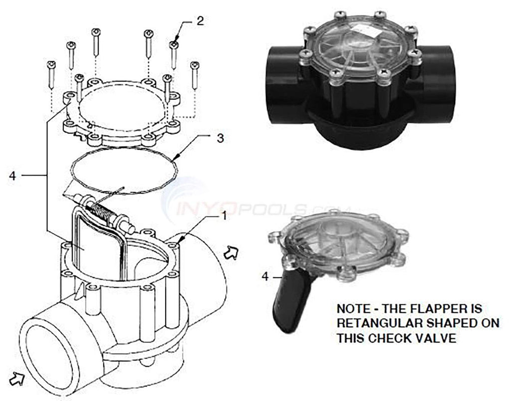 ATIE Pool 7056 Check Valve Cover with Flapper Assembly For Zodiac Jandy Check Valve 7235, 7236, 7305, 7511, 7512. (Include: 7451 Flapper, 7302 Spring, 7304 Pin, 7236 Cover, and 1132 O-Ring) (2-Pack)