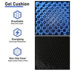 ComforTec Large Blue Gel Seat Cushion - Honeycomb Cooling Seat Cushion Back Support, Pressure Relief & Long Sitting - Non-Slip Cushion Traveling, Wheelchair, Car Seat, Office & Gaming Chair