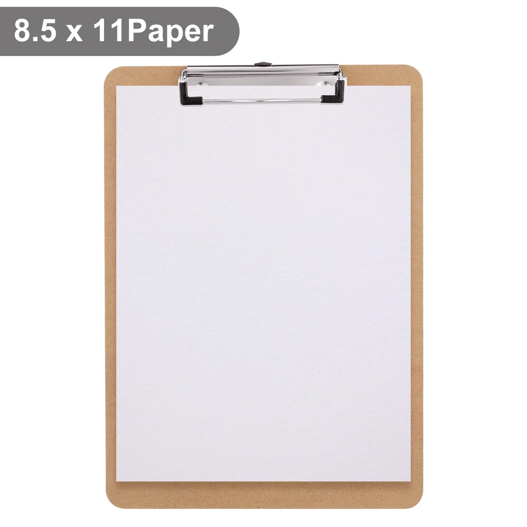 Wood Clipboards Set of 2, Letter Size Hardboard Clip Board 8.5x11 for Classroom, Students, Kid, A4 Standard Size 9" x 12.5" with Low Profile Clip, Office & School Supply