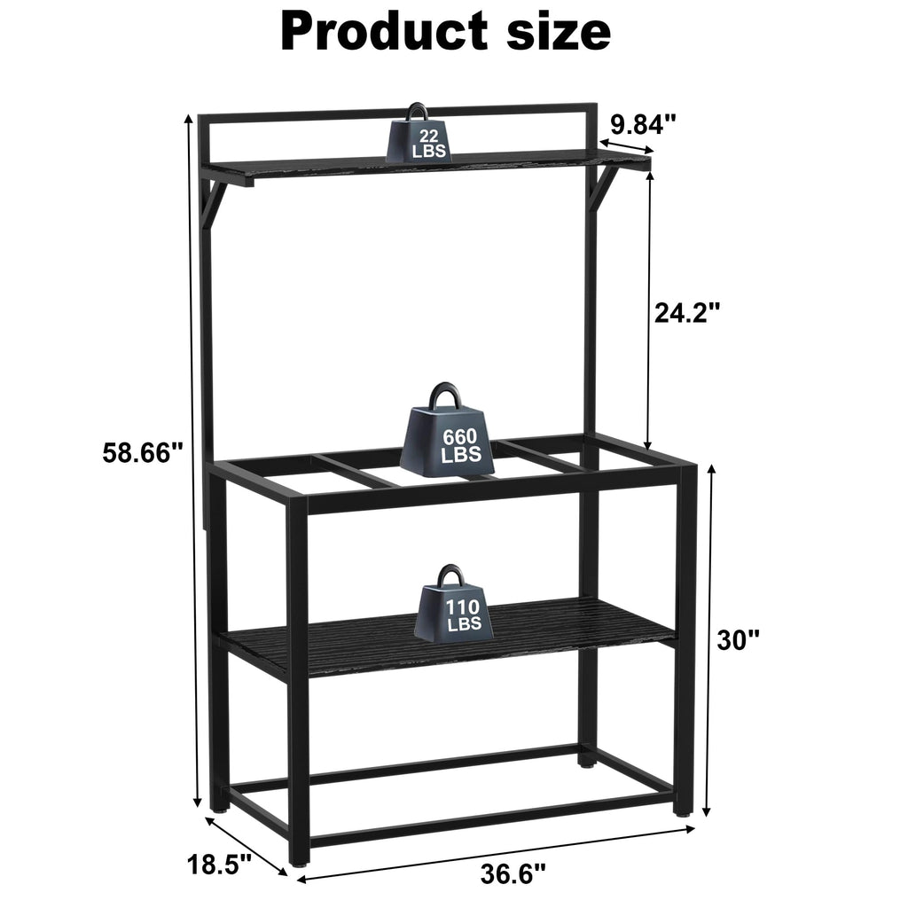 GDLF 40-50 Gallon Fish Tank Stand with Plant Shelf Metal Aquarium Stand with Storage Shelf 36.6" x 18.5" Tabletop Fits Turtle Tank, Reptile Tank or Bearded Dragon Tank