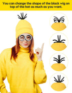 Hizhogqul Halloween Adult Costume Accessories with Hat Goggles Gloves Funny Costume Cosplay (6PCS), Yellow