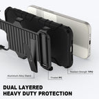 E-Tree for iPhone 15 Pro Case, with Crossbody Strap and Stand, Protective Shockproof Hard Phone Case Black, Perfect for Go Outside and Kid Elderly