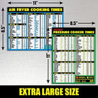 Air Fryer Cooking Times and Instant Pot Magnetic Cheat Sheet Combination Bundle - Extra Large Easy to Read Reference Guides for Air Frying and Instant Pot Pressure Cooking - Kitchen Accessories