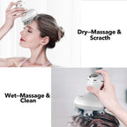 LATME Scalp Massager with 4 Replacement Massage Heads Portable Head Scratcher with Tissue Kneading Nodes Gifts Idea Stress Release Massager for Muscles Shoulder Calf