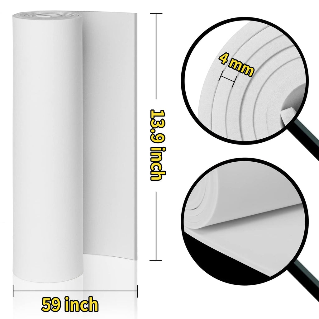 3-Pack 4mm Thick White Eva Foam Sheets roll, 13.9" x 59" Premium eva Craft Foam for Halloween Cosplay Costume by MEARCOOH