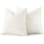 MIULEE Linen Pillow Covers 24x24 Inch Cream White Decorative Throw Pillow Covers Pack of 2 Soft Accent Farmhouse Couch Christmas Pillowcases Modern Home Decors for Sofa Cushion Living Room Bed