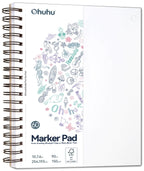 Ohuhu Double Sided Marker Pads Art Sketchbook Bleedproof - 7"x10" Large Paper Size - 90LB/150GSM Smooth Drawing Paper - 60 Sheets/120 Pages, Spiral Bound Sketching Book for Alcohol Markers Christmas