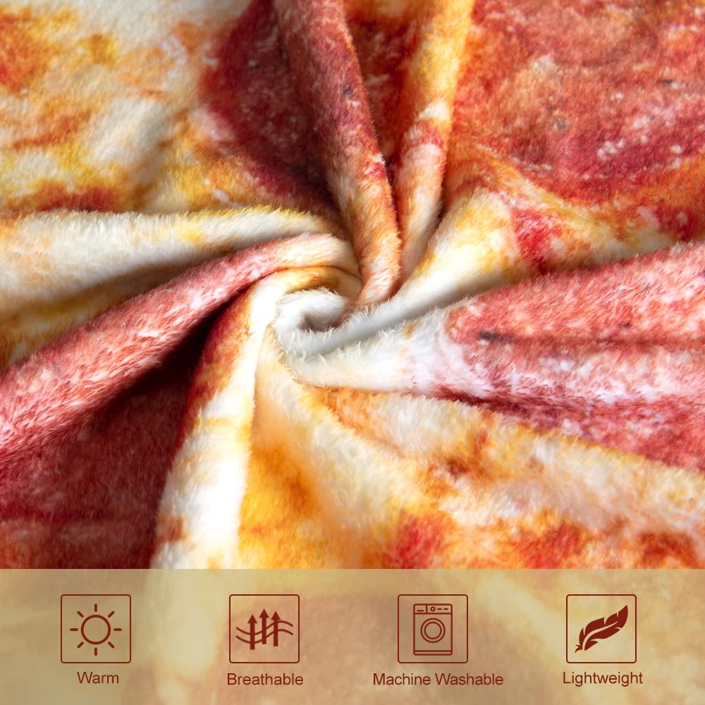 QiyI Pizza Blanket 2.0 Double Sided for Adult and Kids, Giant Food Throw Blanket Funny Thanksgiving Gifts, Christmas Novelty Gift Round Taco Blanket, Warm Soft Tortilla Blanket 72" in Diameter, Red