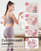 Cordless Jump Rope with Counter - Ropeless Jump Rope 2 In 1 with Large Cordless Ball-Weighted for Women with LCD Display (Pink)