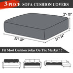 LA MEACK Couch Cushion Covers Seat Cushion Cover Stretch Couch Cover Separate Sectional Sofa Slipcovers Furniture Protector(3 Pieces for Seat or Sofa Backrest, Black)