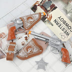 Cowboy Toys Set, 6Pieces Brown Adjustable Cowboy Gun Belt and Holster for Kids, Vintage Dress-up Accessories Costume for Halloween
