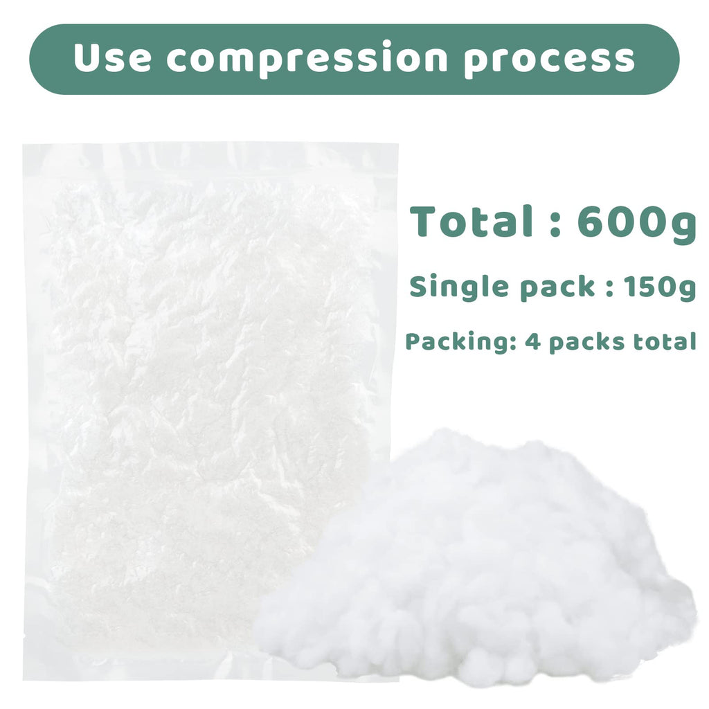 Jmuiiu 600g Polyester Fill, Premium Polyester Fiberfill, Recycled Polyester Fiber, High Resilience Stuffing Fluff Fiberfill for Pillow Filling, Christmas Dolls DIY, and Home Decors Projects