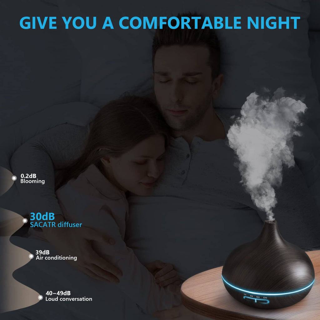 Diffusers for Essential Oils Large Room, 550ml Essential Oil Diffusers with 30x5mL, Ultrasonic Technology Aromatherapy Diffusers Auto Shut-Off for Bedroom, Home